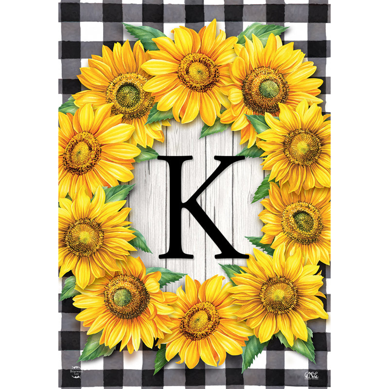Sunflowers Monogram K Garden Flag