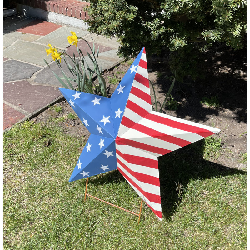 Cerny 24" American Flag Star Garden Stake