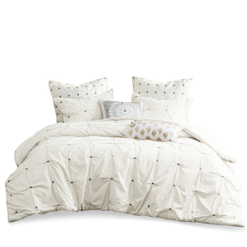 Édredon 3 pièces blanc avec broderie élastique très grand / très grand lit