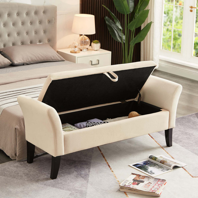 Banc de lit 51,5 po avec velours de rangement, Beige