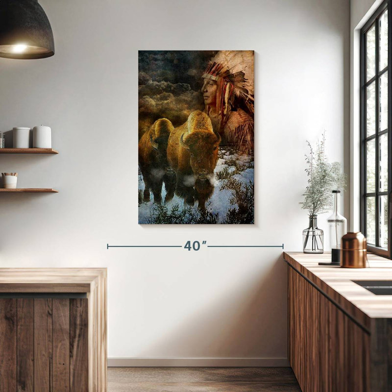 Lelar Bison And The Chief, 39" H x 26" W