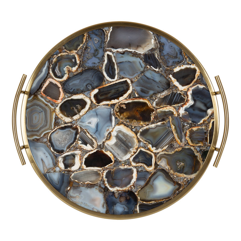 Plateau en marbre Coss, Agate noire / or