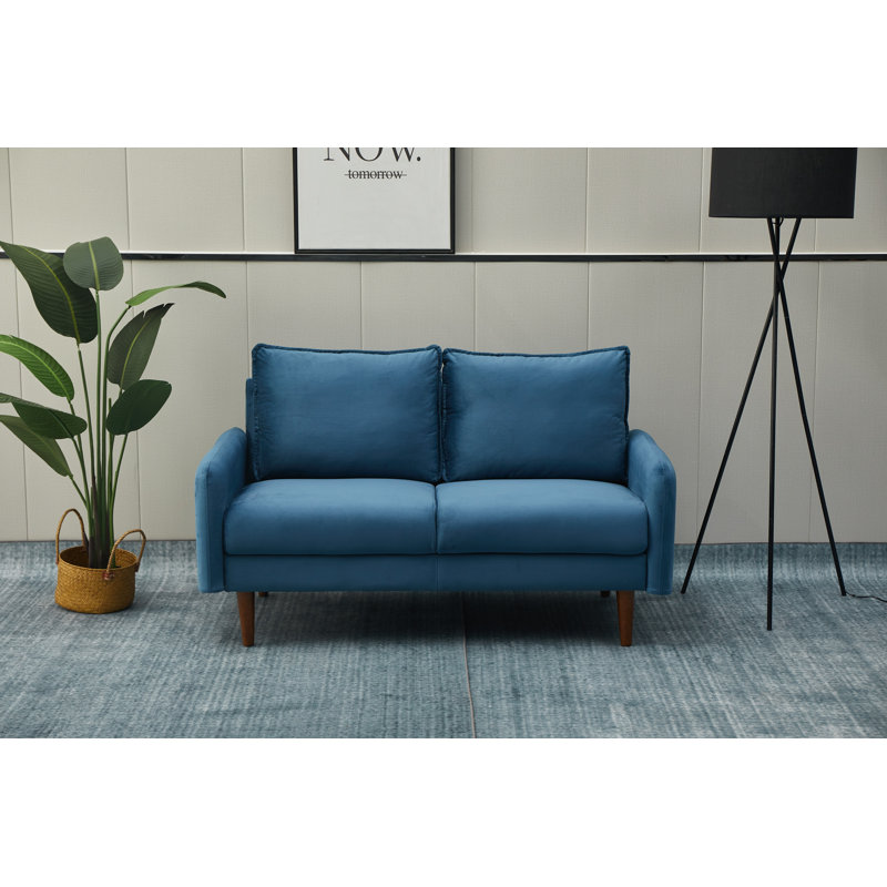Emteas 57.3'' Velvet Loveseat, Prussian Blue Velvet