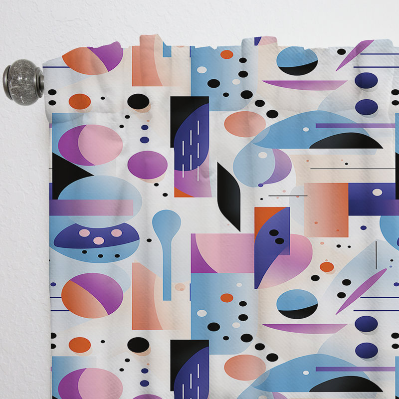 Pois et vagues de designer mauve et rose - Rideau moderne - Velours obscurcissant - 1 panneau, L 52 po x L 120 po