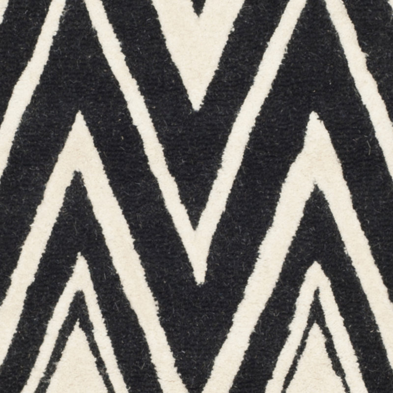 Sanyla Hand Tufted Wool Chevron Rug, Round 6'