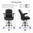 Ergonomic Mid-Back Faux Leather Adjustable Drafting Chair With Multi-Function Arms And Foot Ring, Standing-Desk Matched Tall Swivel Rolling Computer Office Stool, Black