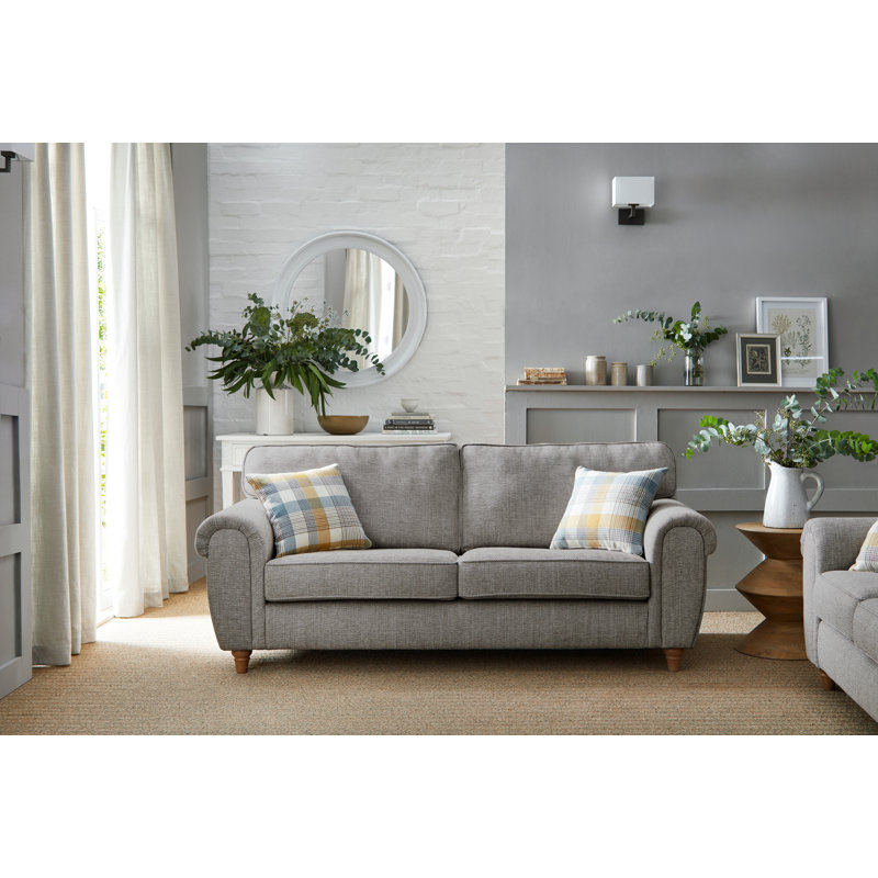 Vivo 3 Seater Round Arm Sofa , Silver