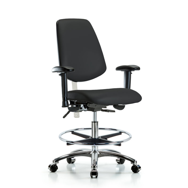 Chaise de dessinateur Josiah, Noir, Roulettes, Non inclus