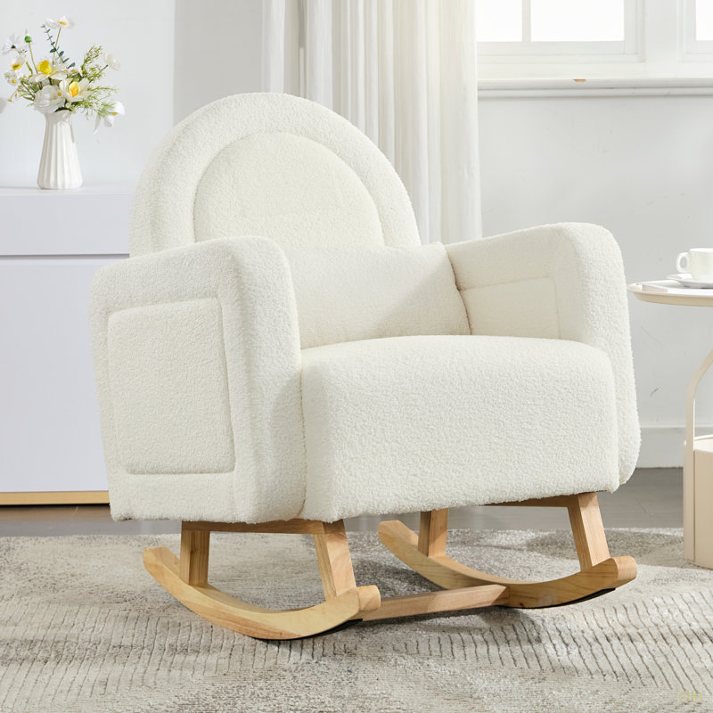 Chaise berçante d'appoint avec dossier incurvé et coussin, confort ultime pour votre maison, velours en peluche