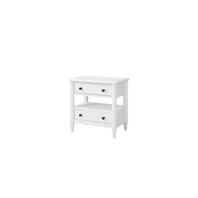 Open Nightstand White Finish With 2 Drawers