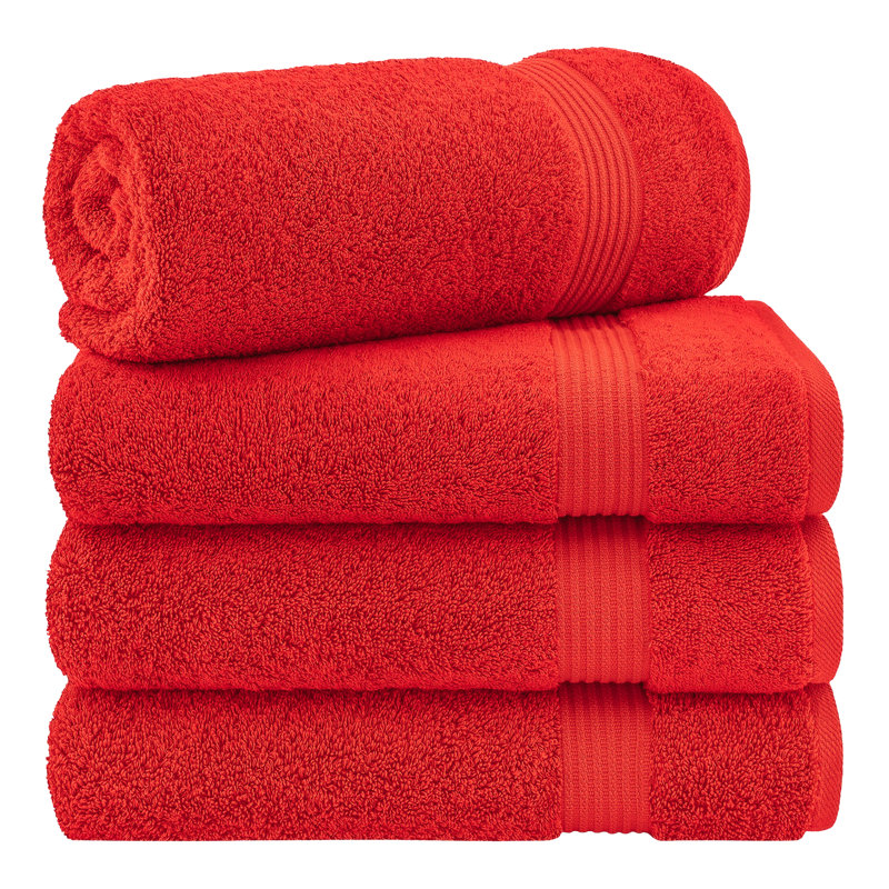 100% Cotton Turkish  4 Piece Bath Towel Set, Soft and Absorbent Bathroom Towels, Red