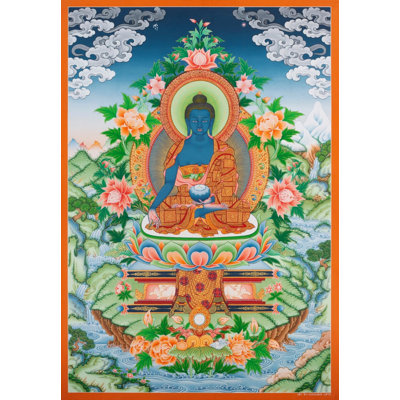 Blue Medicine Buddha-Healing Buddha (Brocadeless Thangka)