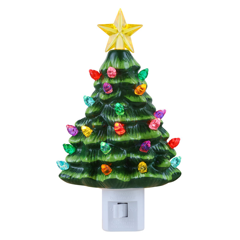 Nostalgic Ceramic Tree Nightlight, Green