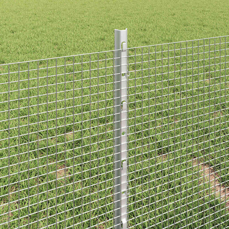 Vidaxl Fence With Posts Steel, 40cm H x 1000cm W x 2.7cm D, Silver