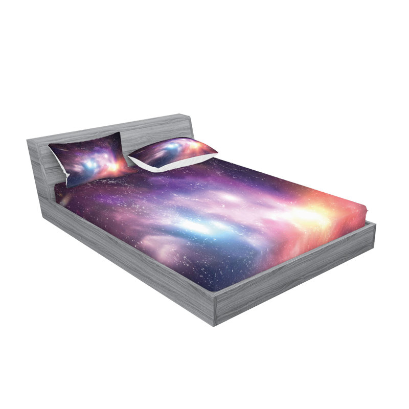 Ensemble de draps et taies décoratives Ambesonne Galaxy, mauve, corail, bleu pâle
