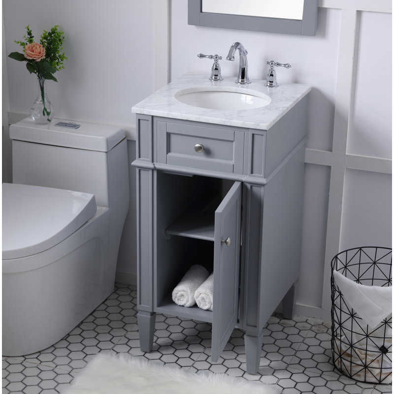 Rivers 18'' Single Bathroom Vanity with Marble Top, Gray