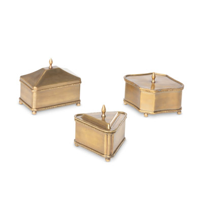 3 Piece Brass Escritoire Box Set