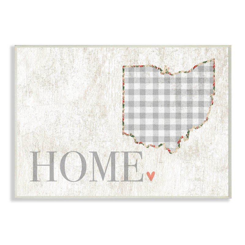 « ohio gray » et « cœur et maison floral », impression, H 10 po x l 15 po x P 0,5 po, Plaque murale