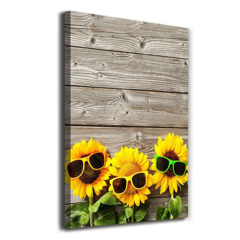 Sunflowers Glasses - Wrapped Canvas Print