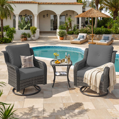Aventino Wicker 2-Person Outdoor Seating Group with Cushions-Oversize