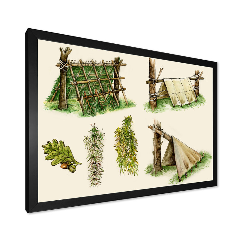 Nature Survival Shelters - reproduction sur toile, H 16 po x l 32 po, Cadre photo noir