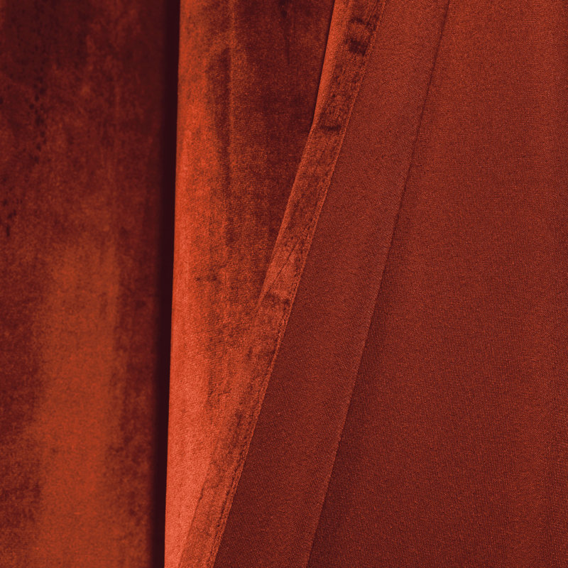 Rust Velvet Blackout Pleated Window Curtain Panels