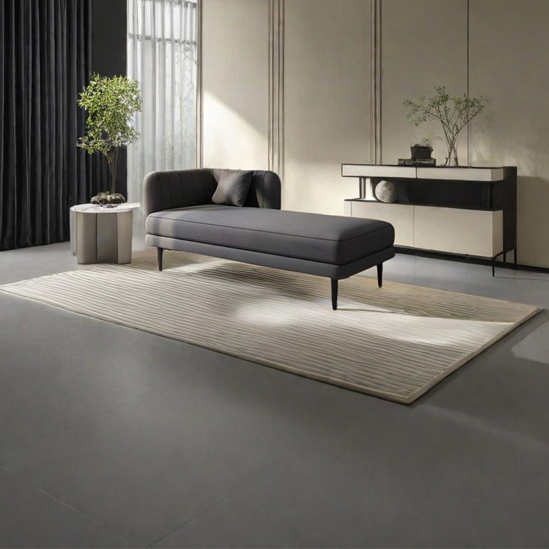 Chaise longue rembourrée Tione, Accoudoir à gauche (vu de face), Noir