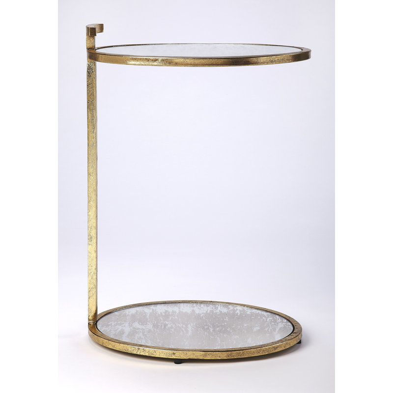 Ciro Metal & Mirrored Side Table, Gold