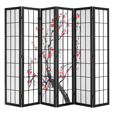 Paravent, paravent japonais à 6 panneaux, paravent pliant en bois pour l'intérieur, cloisons de décoration portatives japonaises, pour séparer une pièce, bureau à domicile, restaurant et chambre à coucher