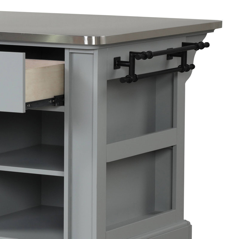 Kitchen Island, Gray Finish