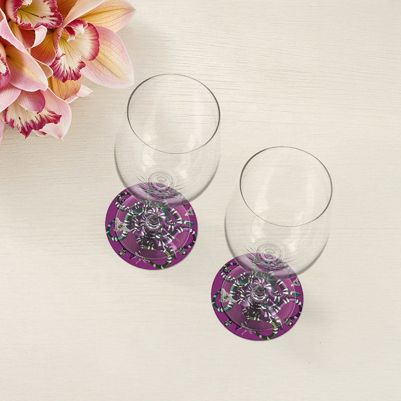Sous-verres ronds en cuir Ouroboros, Mauve
