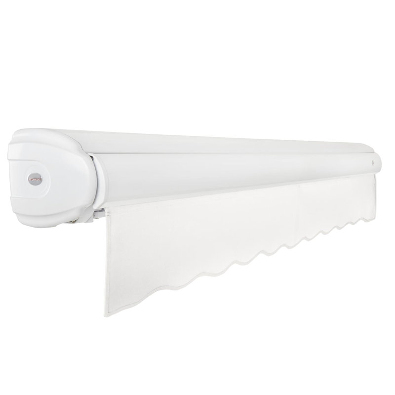 Auvent rétractable avec cassette Awntech Key West, Côté droit, Blanc, H 9,38 po x l 240 po x P 120 po