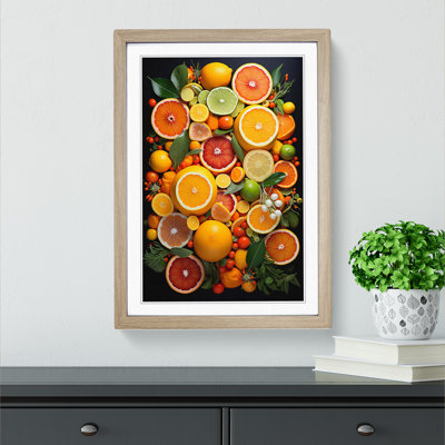Citrus Fruits Tachisme 1 Piece Single Picture Frame Wall Art