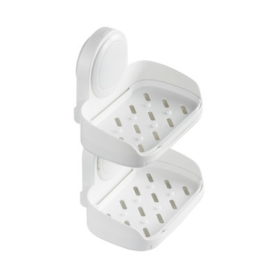 Double Layer Suction Cup Soap Dish Holder - Drill-Free Wall Mounted Shower Organizer with Drain Tray