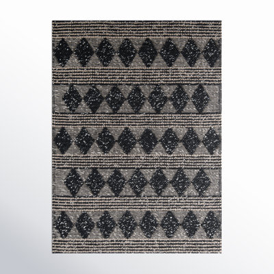 Altie Geometric Handmade Handwoven Area Rug in Charcoal/Beige