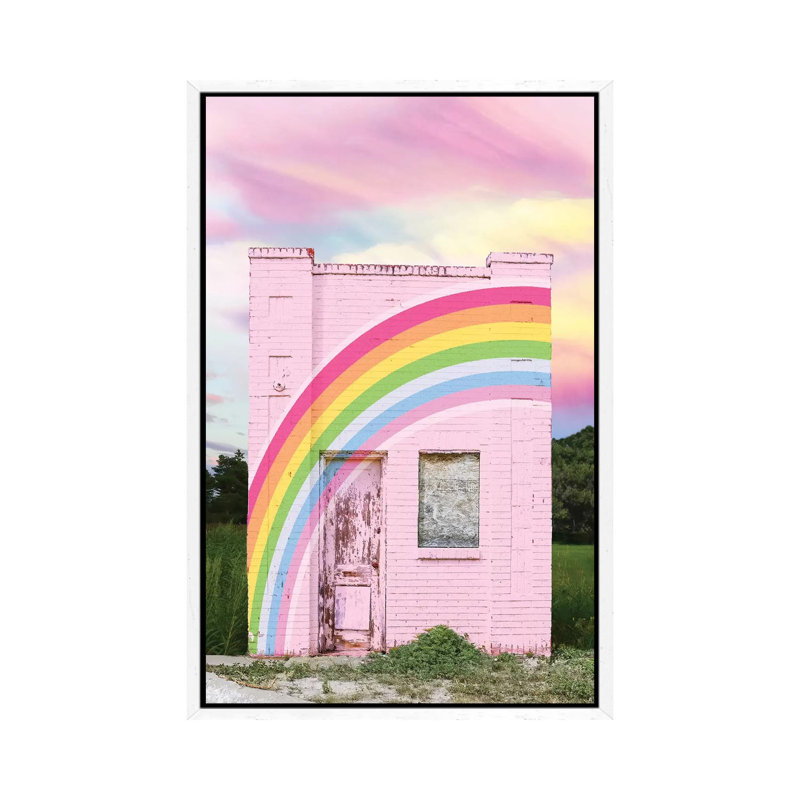 Abandoned Rainbow by Erin Summer - Print on Canvas, White Framed, 101.6cm H x 66.04cm W x 3.81cm D