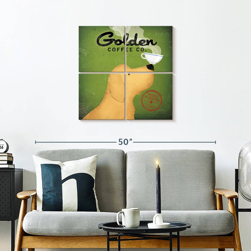 Yarlin Golden Coffee Co sur fond vert, H 26 po x l 26 po