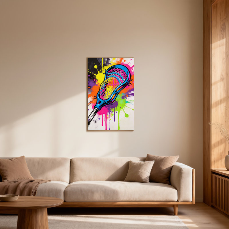 Abstrait bâton de crosse coloré avec éclaboussures de peinture, H 36 po x l 24 po