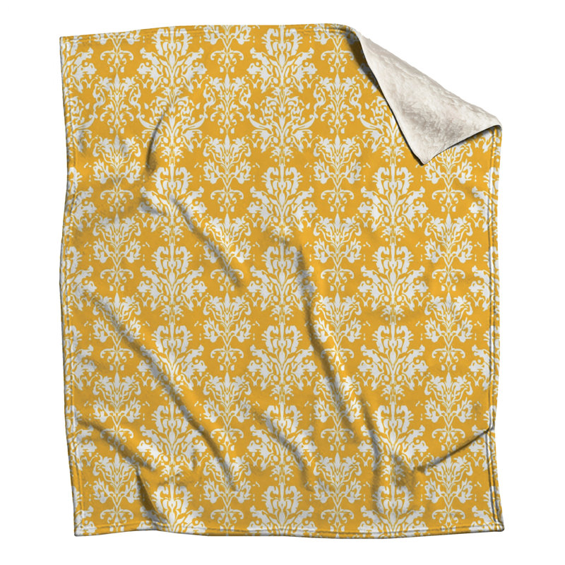 Couvertures jaunes à motif damassé, 60in W x 80in H