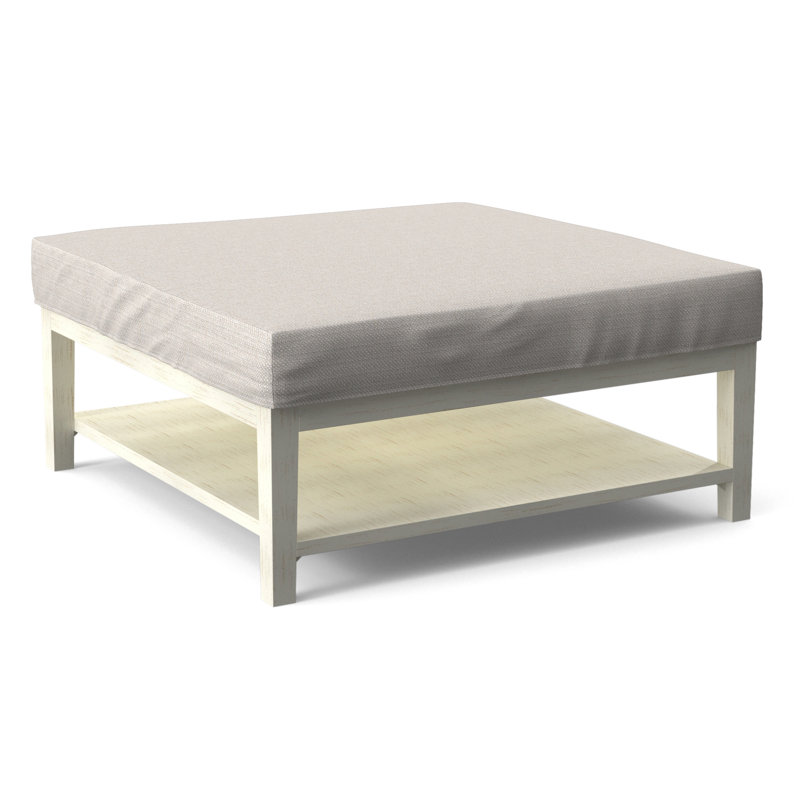 Hammond Square Ottoman, Antique Frost White Finish, White Performance Fabric; 0851-94