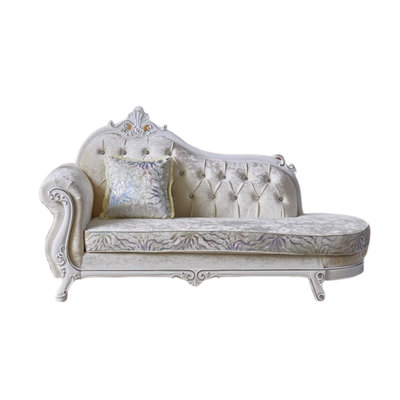 Chaise longue rembourrée en bois massif de style européen