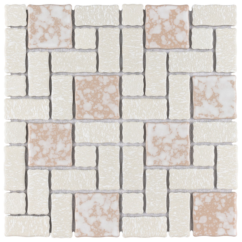 Academy Random Sized Straight Edge Porcelain Versailles Mosaic Wall & Floor Tile, Bone/White