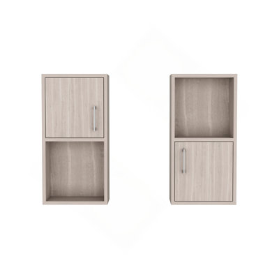 2-Pc Wall-Mounted Bathroom Medicine Cabinet with Open and Closed Storage