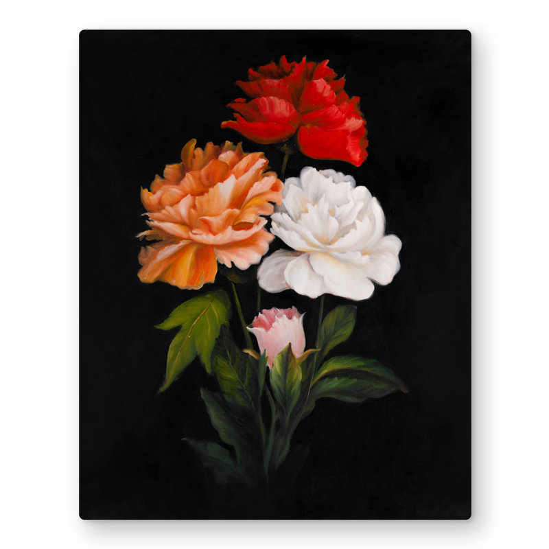 Three Beautiful Rose Flowers - Romantic Metal Print Decor
