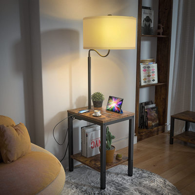 End Table Floor Lamp With USB Charging Port, 360Â° Rotatable Shade, Retro Style -  17 Stories, E1E40ACF029C4414B34059A865F4A2EF