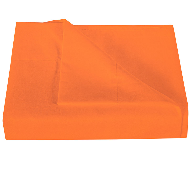 Drap plat en microfibre , Orange, Drap plat de taille double