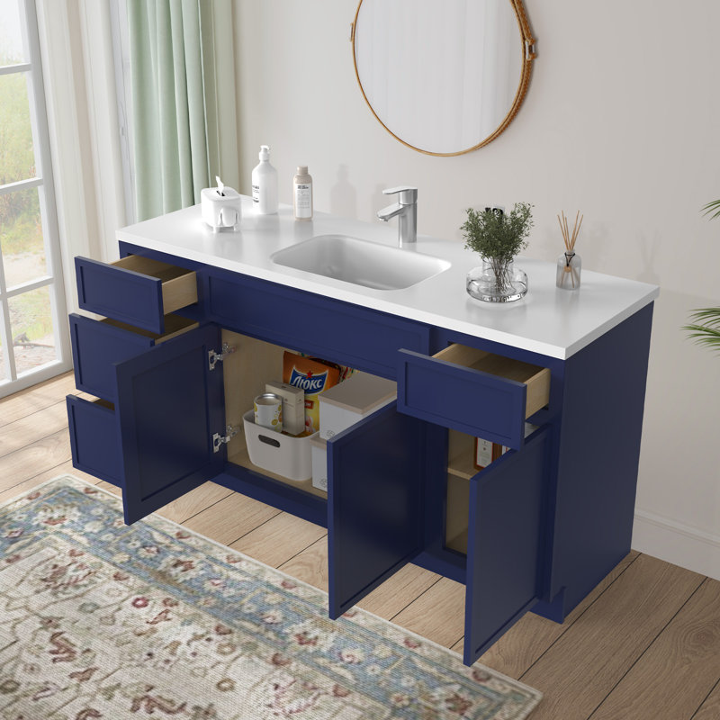 Base de meuble-lavabo simple 63 po seulement, Bleu