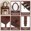 Ensemble de coiffeuse avec miroir à angle réglable, ensemble de coiffeuse et tabouret rembourré avec doublure en velours 5 tiroirs, ensemble de coiffeuse en bois pour la chambre à coucher, noyer