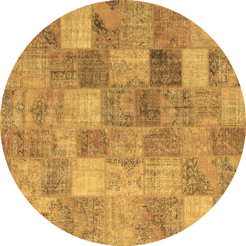 Tapis contemporains brun lavable à la machine 2624, Rond 3 pi