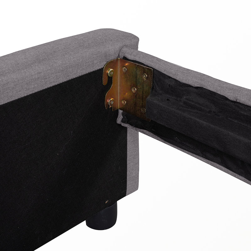 Grand lit plateforme avec rangement Beneduce, gris